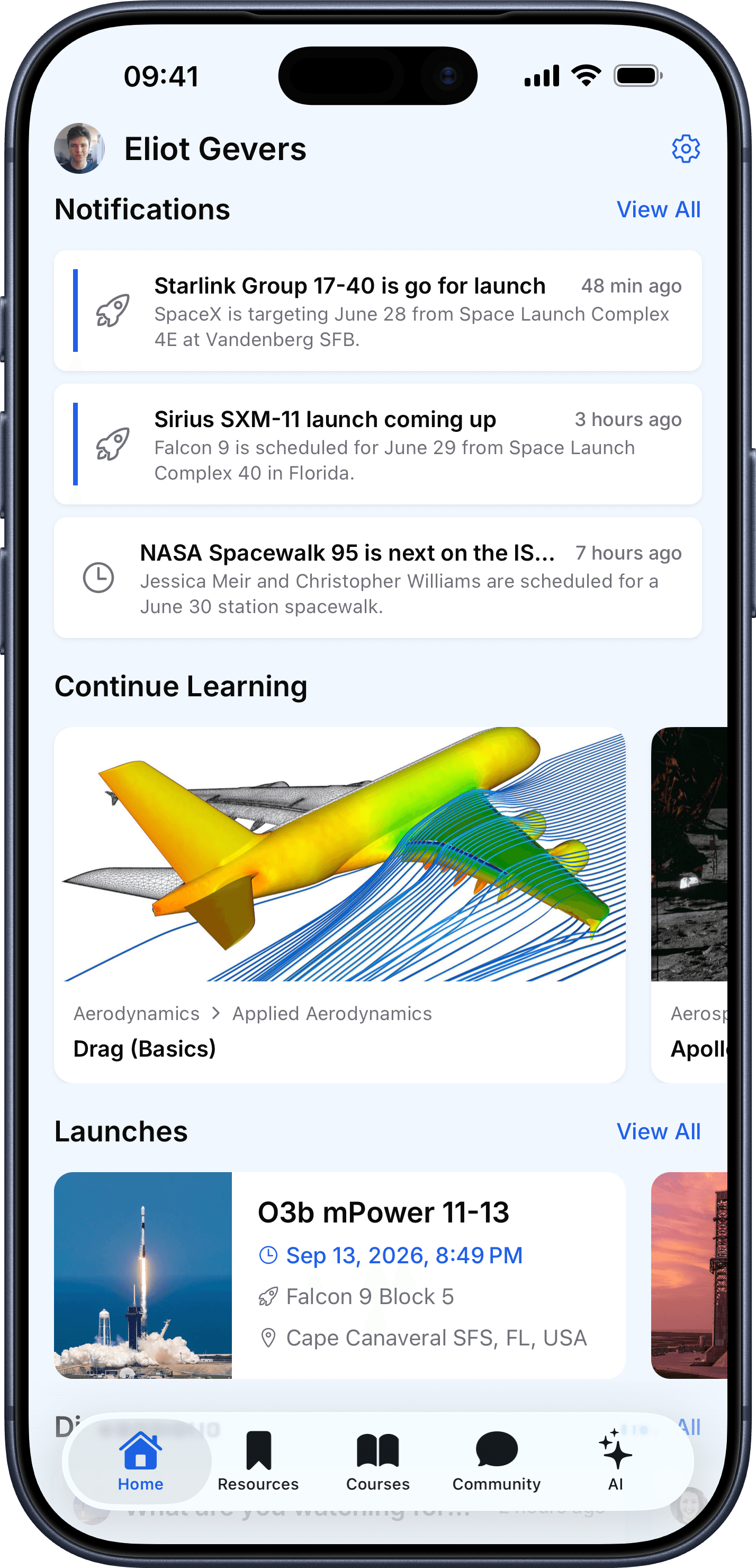 Mobile app homepage screen