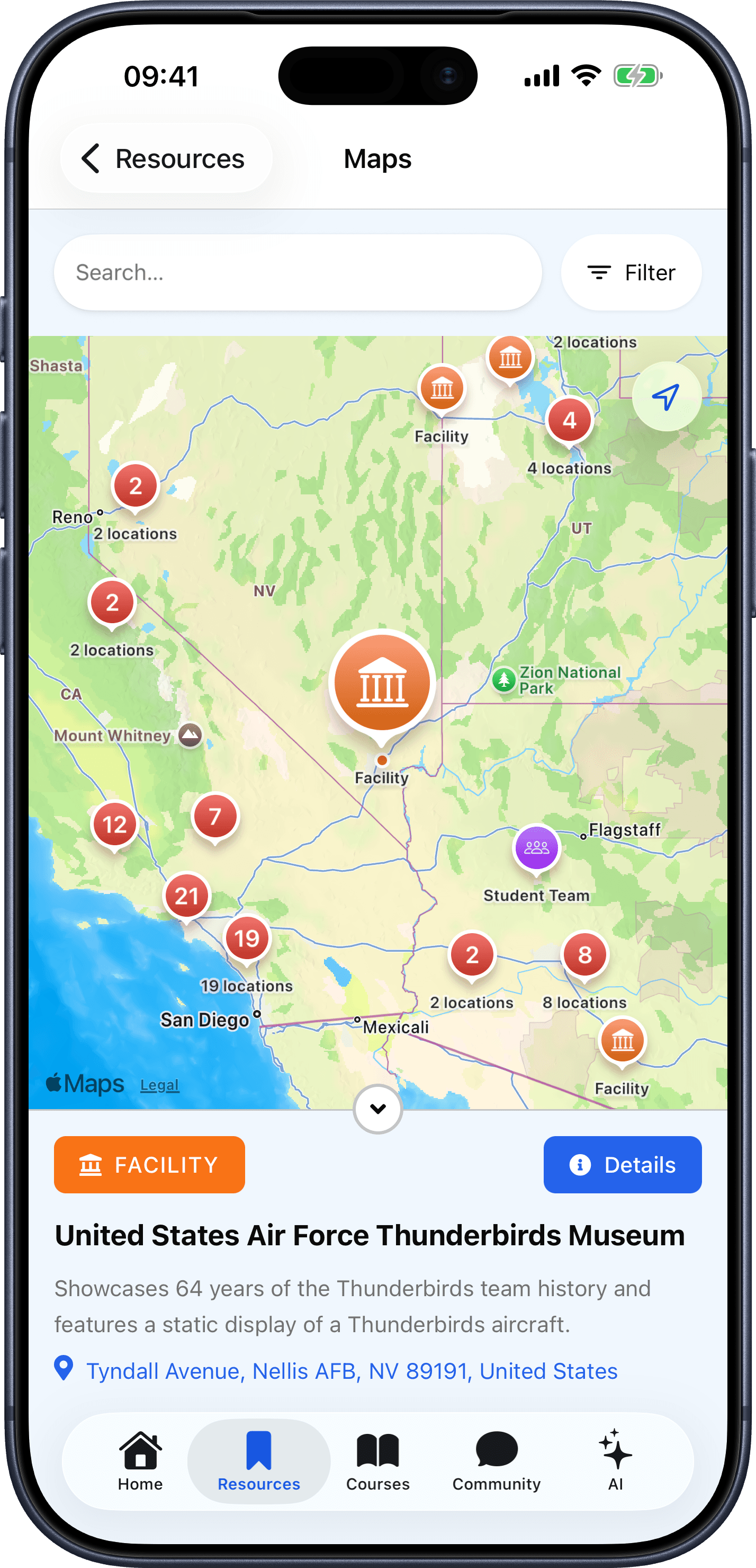 Map exploration screen