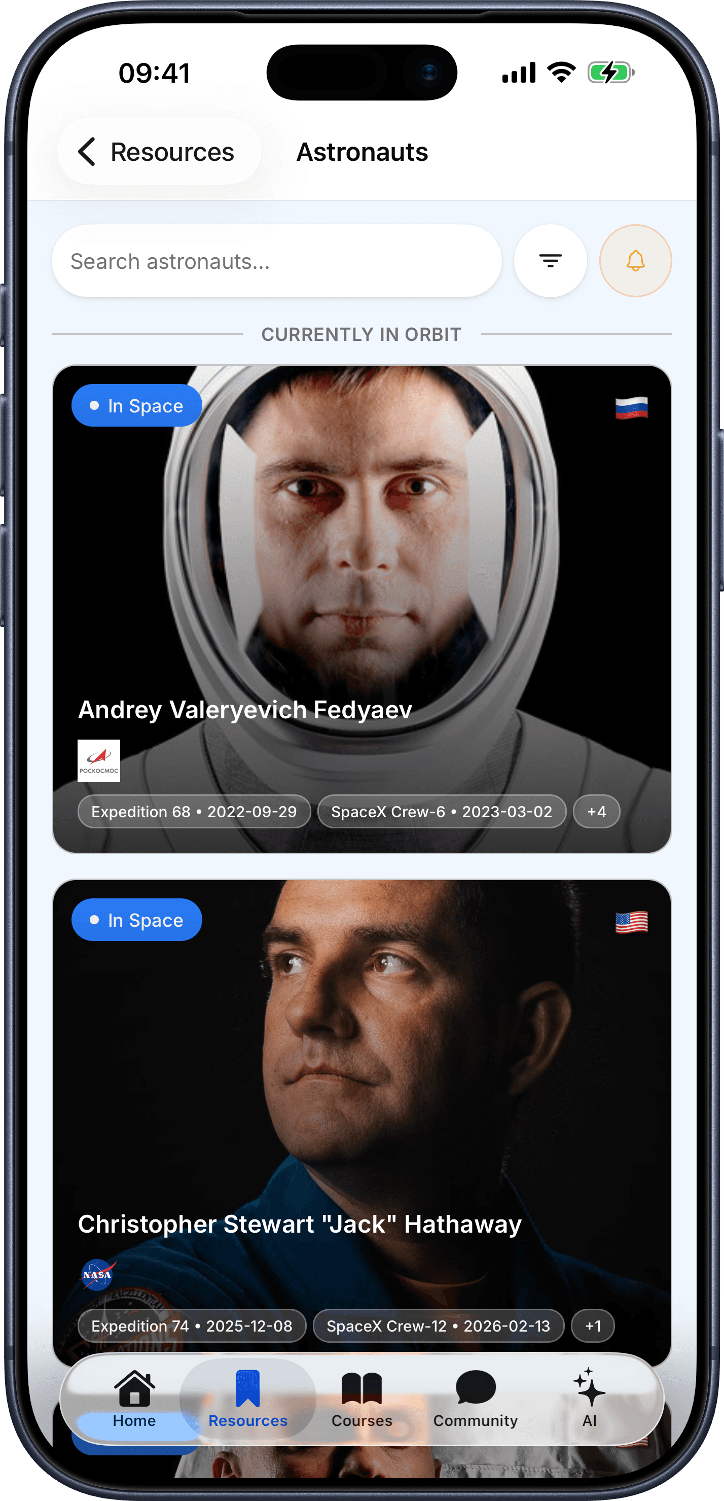 Astronauts content screen