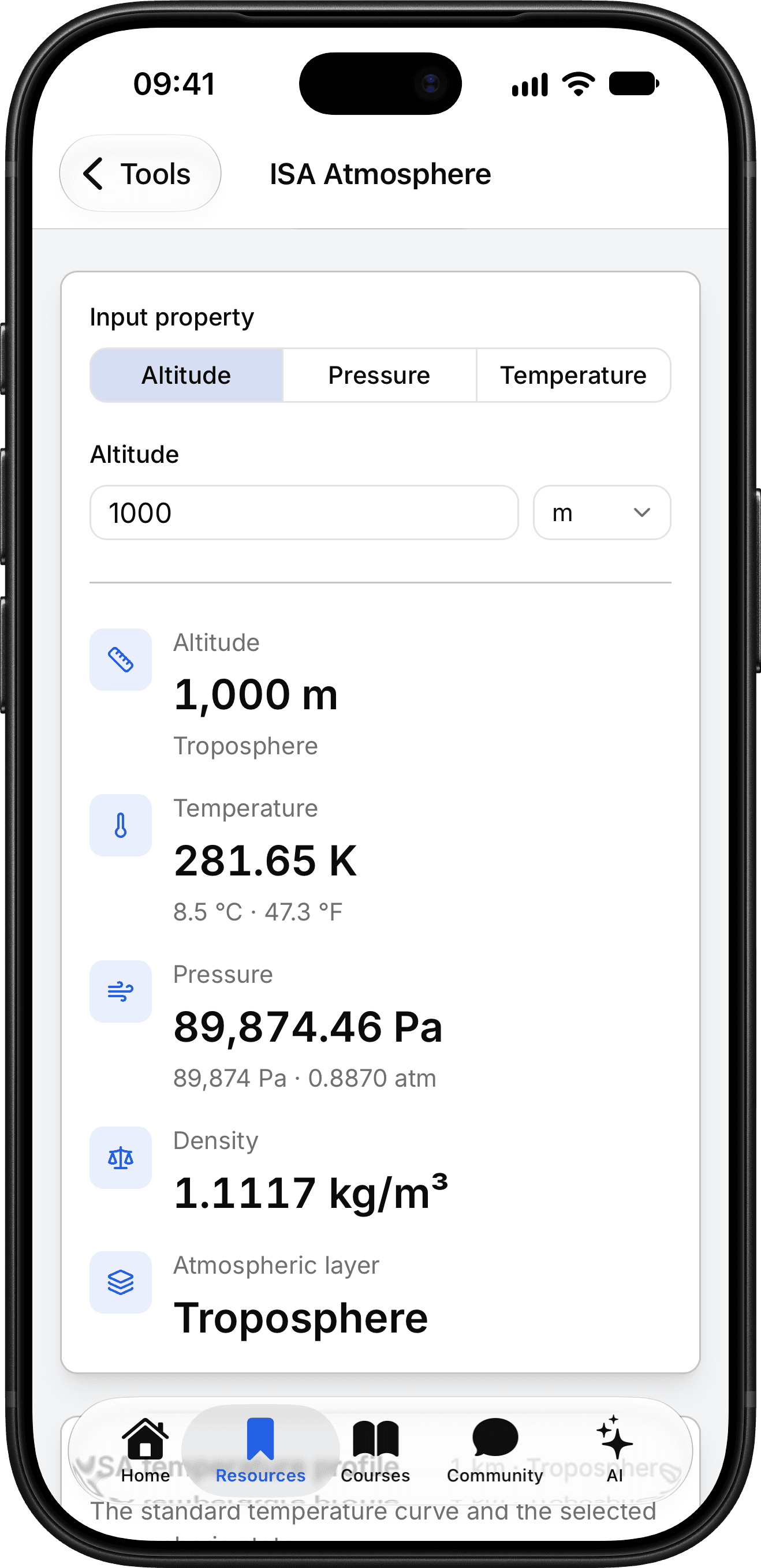 Aerospace calculators in the AeroVia app