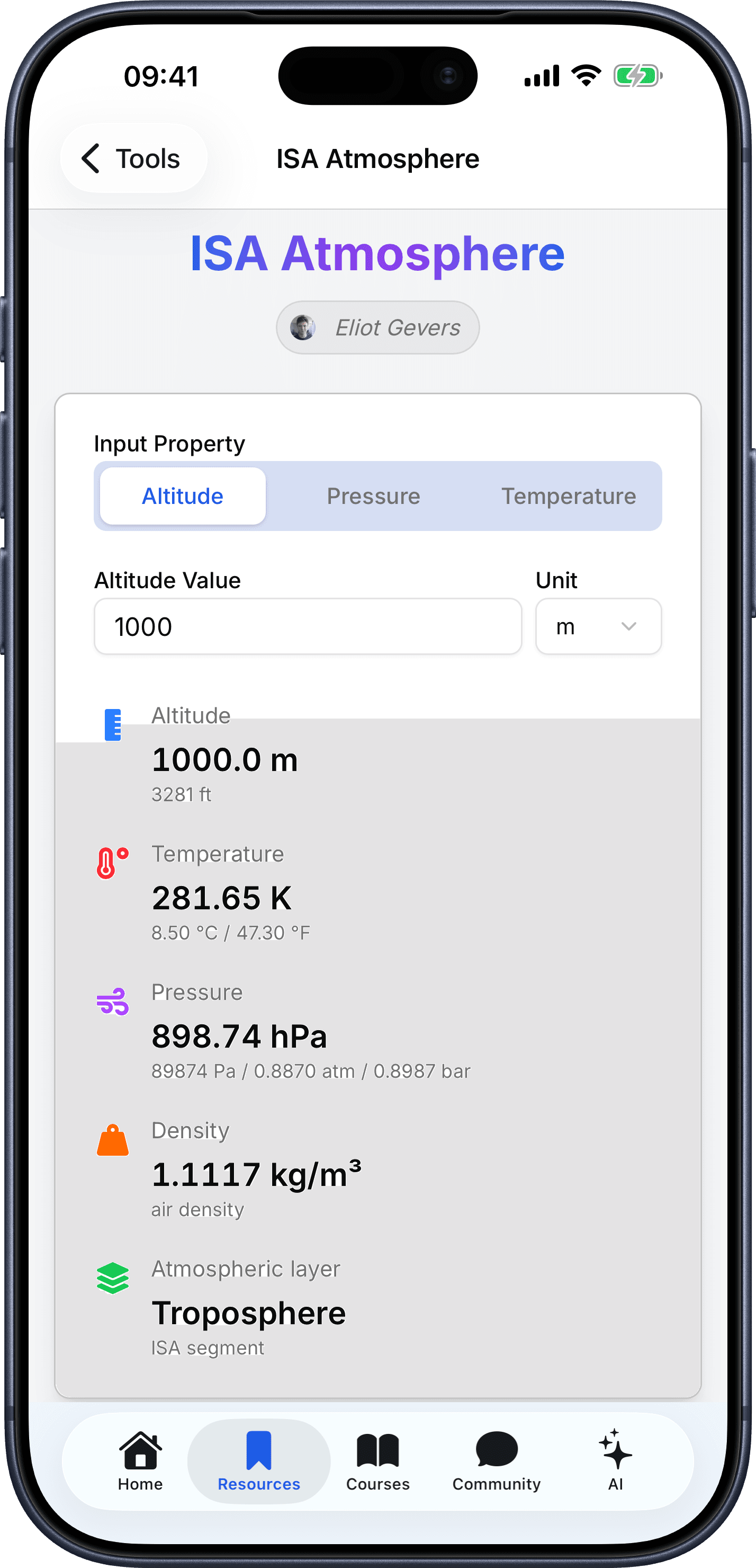 Tools screen