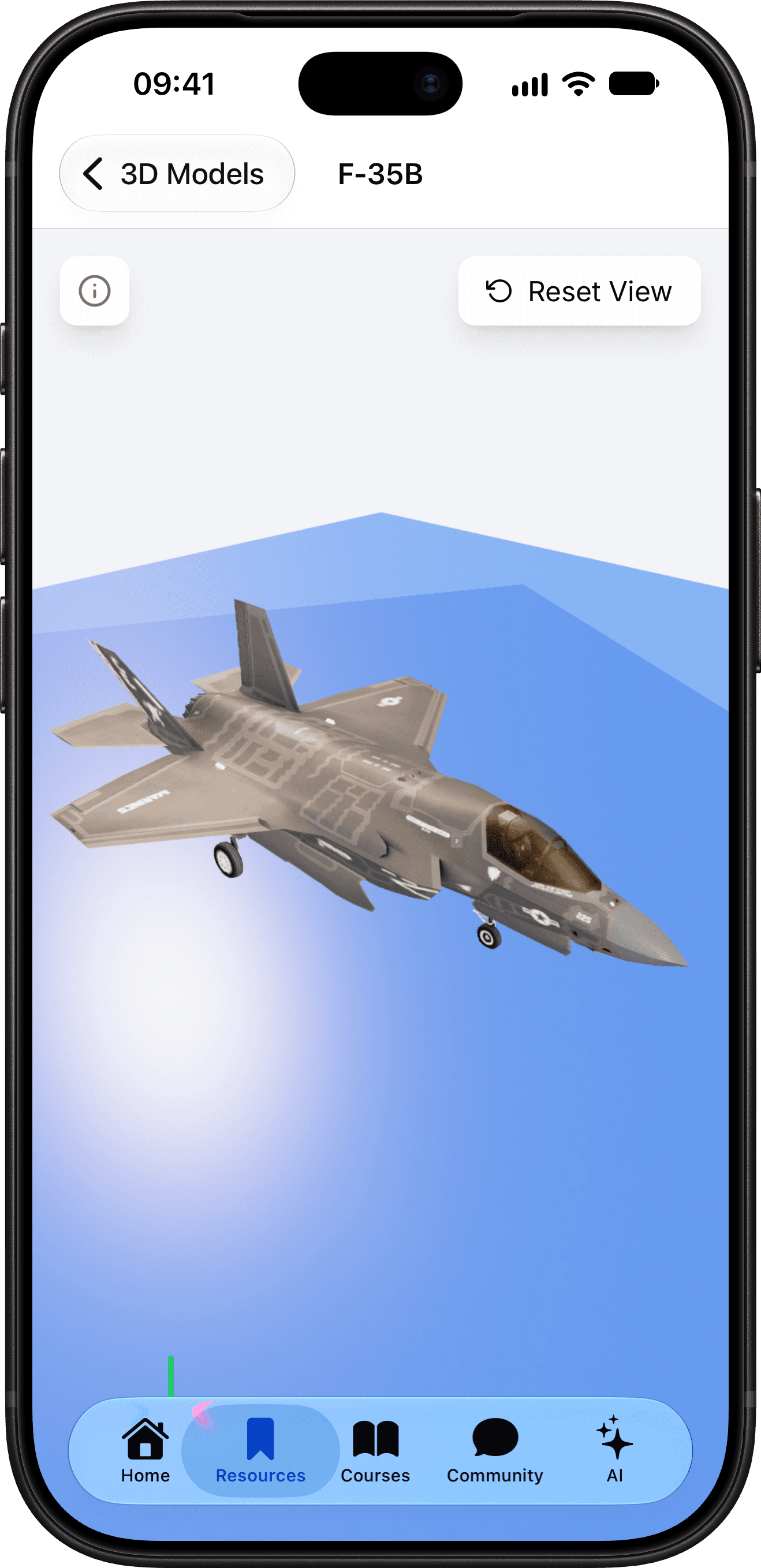 3D aerospace models in the AeroVia app
