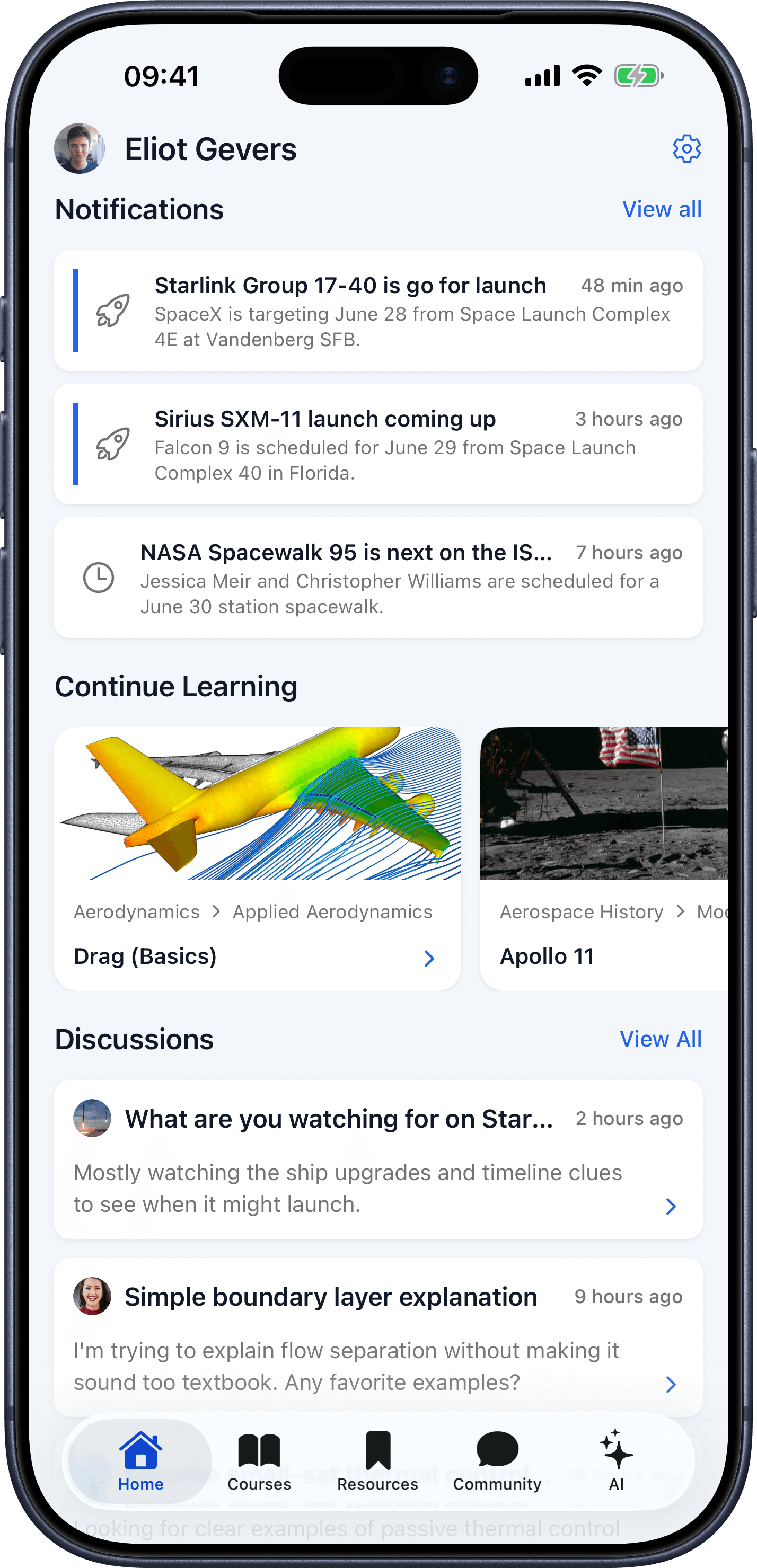 Mobile app homepage screen