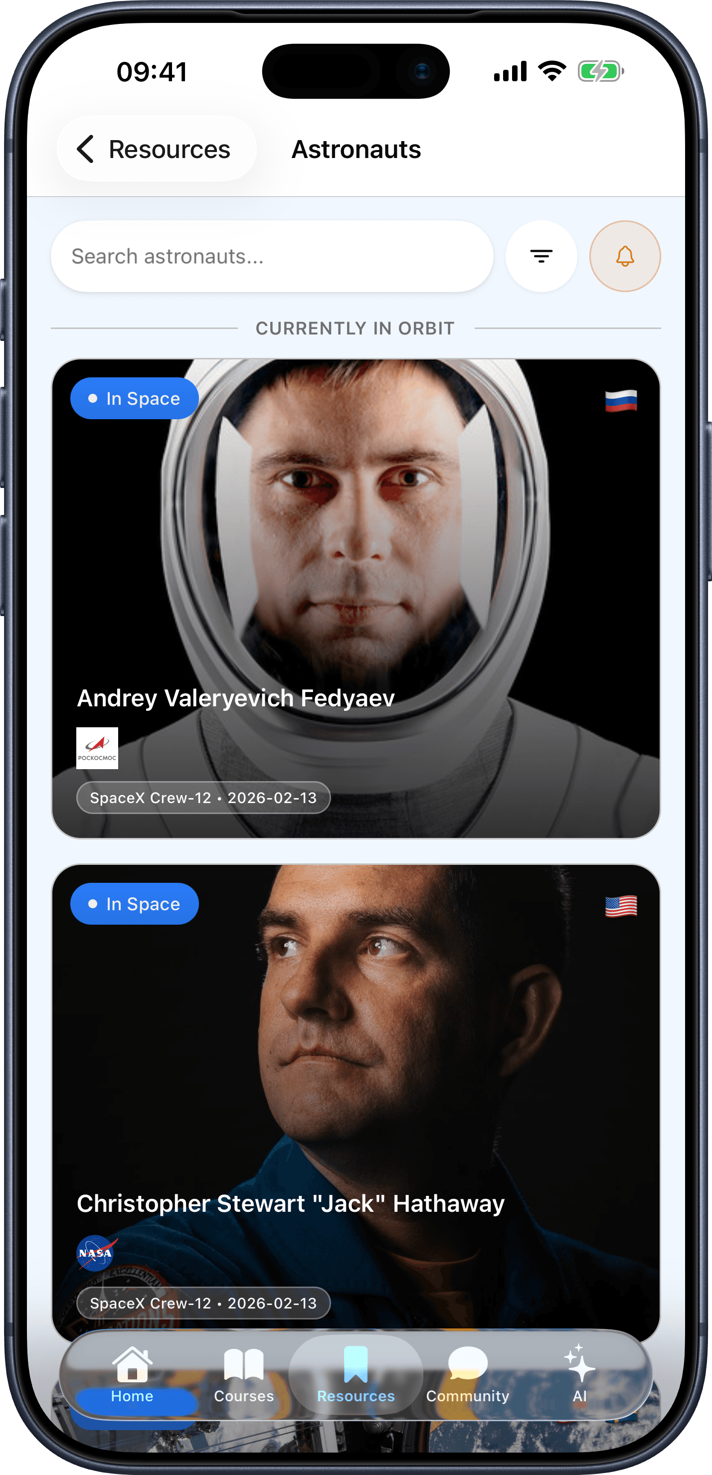 Astronauts content screen