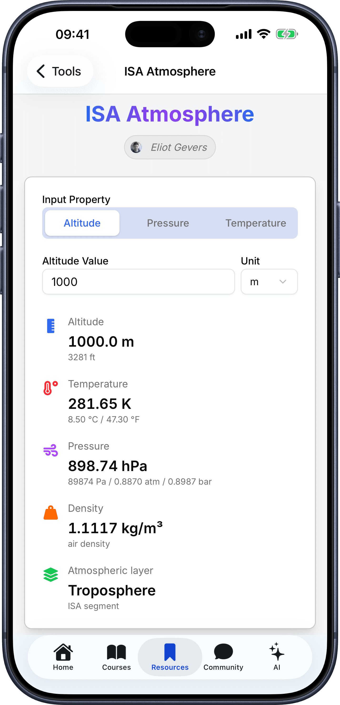 Tools screen